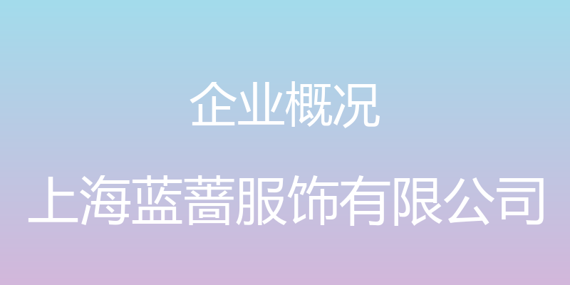 企业概况 - 上海蓝蔷服饰有限公司